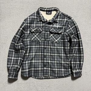 EQC Sherpa Lined Plaid Flannel Jacket Gray Black Men’s